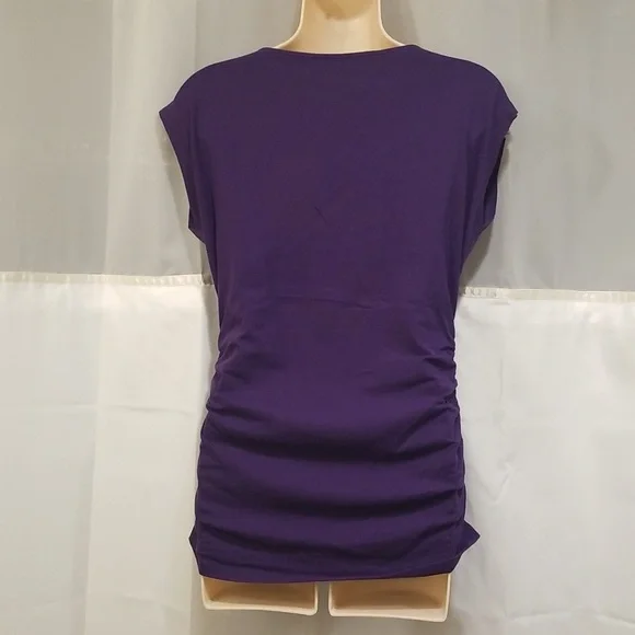 Michael Kors Zipper Shoulder Ruched Top Small - Picture 2 of 7